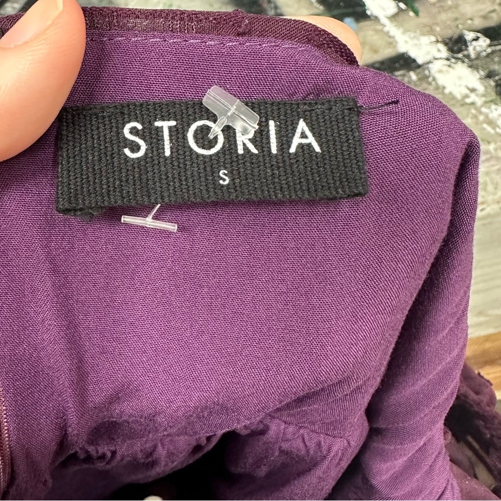 Storia Monochromatic Plaid Baby Doll Mini Purple Dress Size Small - Picture 12 of 14